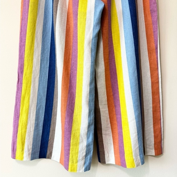 Gilli Colorful Striped Linen Tie High Waist Wide Leg Culotte Pants Size L - Picture 9 of 15